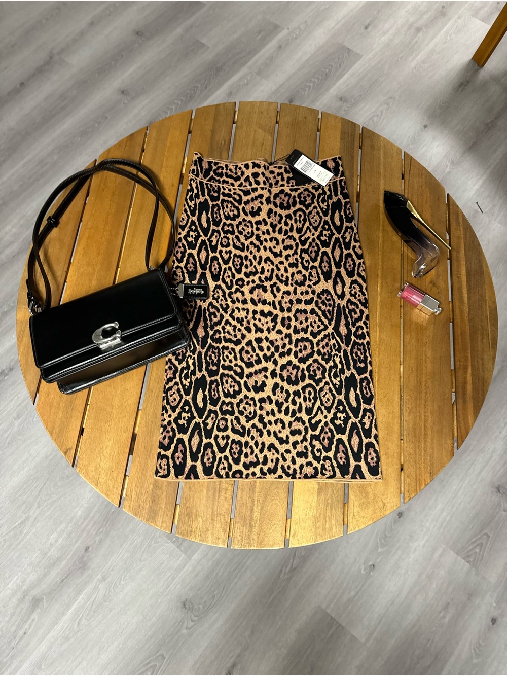 BCBGMaxAzria Leopard Print Pencil Skirt - Black & Tan